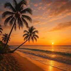 Tropical Sunset Beach Wallpaper