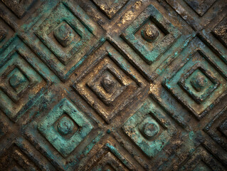 Bronze aged oxidation seamless metallic pattern -