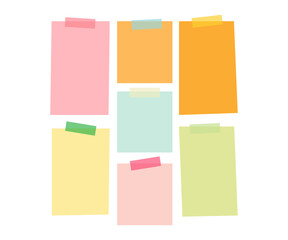 Colorful Sticky Notes Set Isolated on White Background PNG
