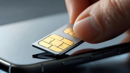 Hand inserting SIM card into phone