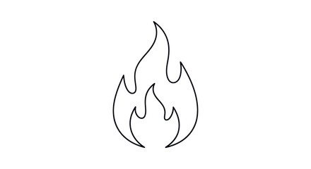 Simple Line Drawing of a Single Flame.