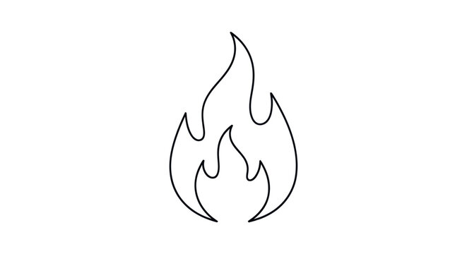 Simple Line Drawing of a Single Flame.
