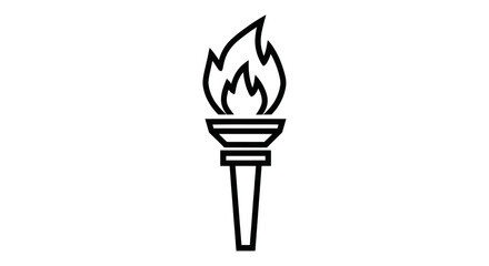 Simple Black Outline Torch with Flames.
