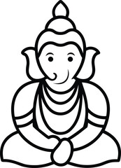 lord ganesha vector line art transparent background