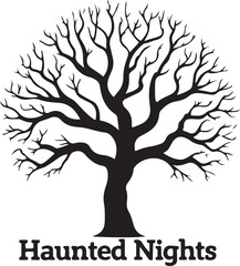 Fototapeta premium Haunted nights spooky bare tree silhouette with intricate branches perfect for halloween decorations and themed events vector