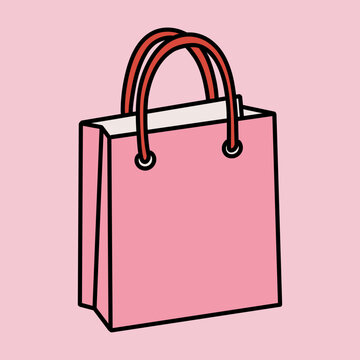 Minimalist Blank Shopping Bag Icon on Pink Background 