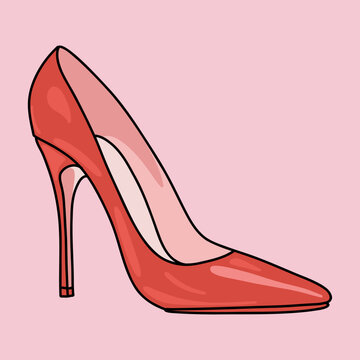 Woman Fashion Shoe High Heels Closeup. Feminine Footwear Accessory Isolated on Pink Background.