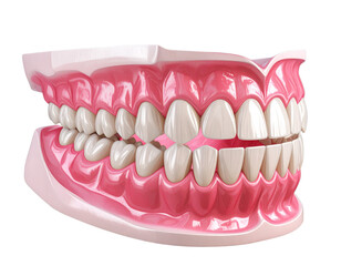Obraz premium Angled Side View of Human Teeth Model, Emphasizing Molars and Canines, Isolated PNG