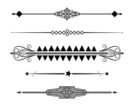 Elegant decorative text separators with various patterns on a transparent background