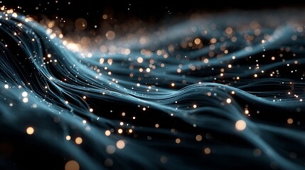 Bio energy glowing particle flowing through organic pathways high tech digital representation of renewable systems glowing blue elements