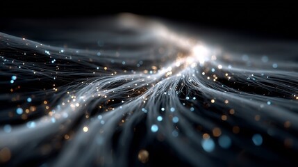 Bio energy glowing particle flowing through organic pathways high tech digital representation of renewable systems glowing blue elements