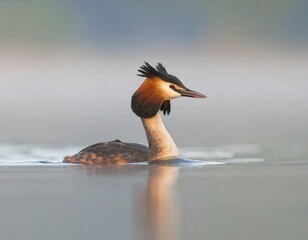 A bird swimming on calm water