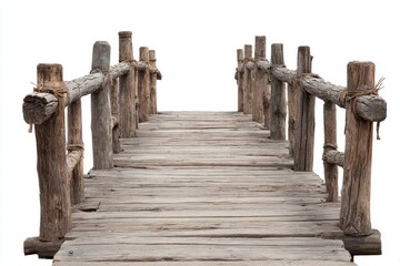 Naklejka premium Aged wooden footbridge, isolated