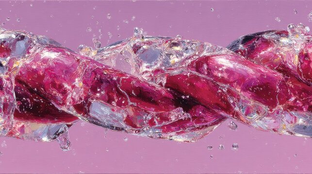 Red Petals Spiraling in Water Against a Pink Background - Powered by Adobe
