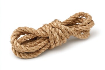 Close-up of a light-brown rope coiled in a knot