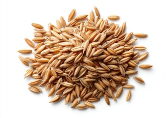 Pile of uncooked grains against white