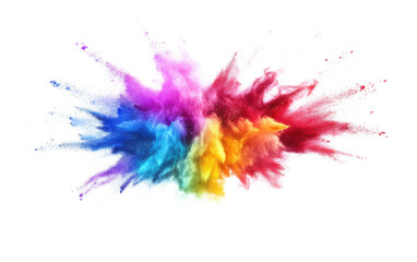  Colorful rainbow holi paint color isolated on white background, png