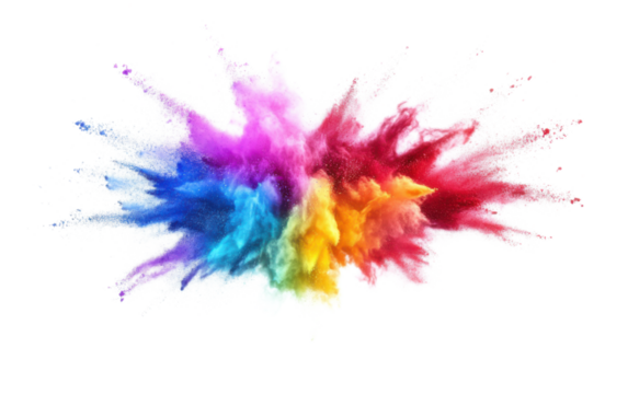  Colorful rainbow holi paint color isolated on white background, png