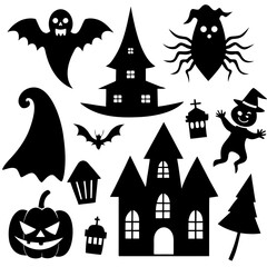 Halloween silhouette vector, Spooky silhouette vector, Ghost Vector, Spooky Hunt House, Spooky Pumpkin
