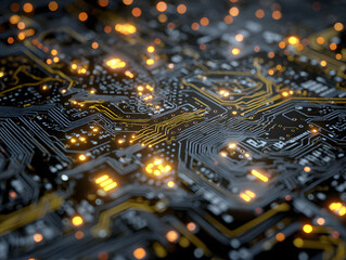 Digital circuit board pattern glowing electronic 