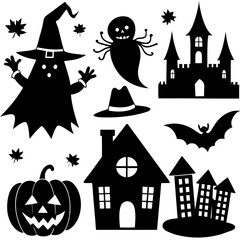 Halloween silhouette vector, Spooky silhouette vector, Ghost Vector, Spooky Hunt House, Spooky Pumpkin