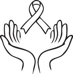 Obraz premium Hands Holding an Awareness Ribbon Vector Graphic 