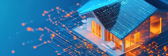 A smart home with digital technology and internet connection