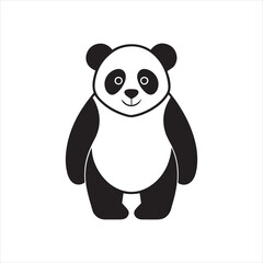 Naklejka premium Minimal panda silhouette vector icon on a white background.