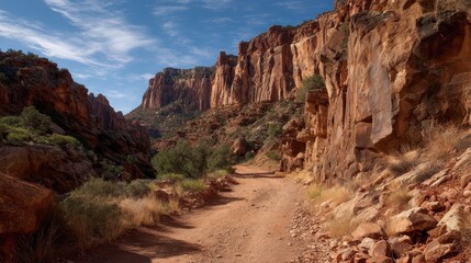 Scenic Arid Canyon Path in the American Southwest Landscape