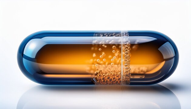 3d transparent capsule isolated on white background