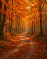 autumn forest in the morning