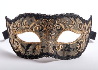 Ornate masquerade mask, black and gold