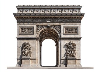 Full view of a grand stone archway, ornate carvings