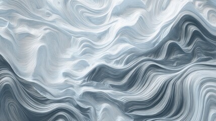 Abstract Waves in Calm Silver Tones for Serenity and Peace