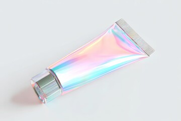 Pastel holographic tube of cosmetic product