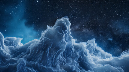 Bright starlight illuminates a mystical flow of cosmic dust, revealing intricate patterns against the vastness of space. This celestial scene captures the ethereal beauty of the universe