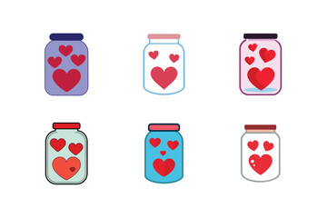 Obraz premium set of a hearts in a jar vector art