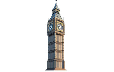 Big ben isolated on white background, png