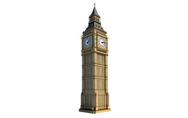 Big ben isolated on white background, png
