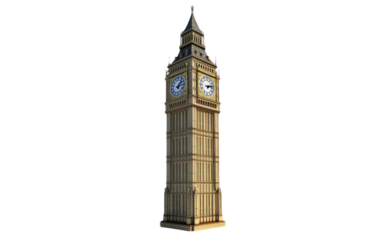 Big ben isolated on white background, png