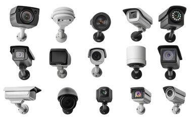 CC TV Cameras isolated on white background, png