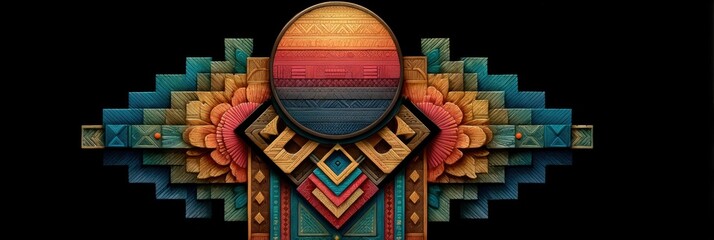 Vibrant Geometric Pattern with Sunset Hues and Intricate Details