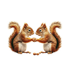 Mischievous squirrels featuring curious poses isolated on transparent or white background