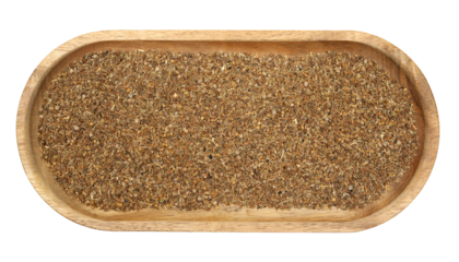 Pile anise seeds spice in wooden bowl, isolated on white, (Pimpinella anisum) background and texture, top view	