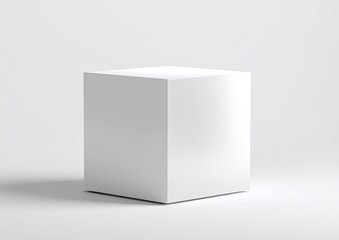 Naklejka premium Blank white cube pedestal. Empty square display