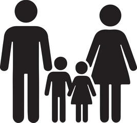 Family Silhouette: A simple yet heartwarming representation of a family, symbolized through a stylized illustration of parents and children, conveying themes of love, togetherness, and unity. 