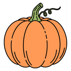Classic Orange Pumpkin with Green Stem, Pumpkin SVG, Halloween SVG, Autumn SVG, Harvest SVG