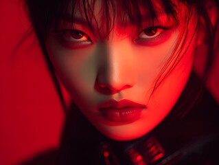 Fototapeta premium Futuristic fashion photography young Chinese mode