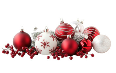 Christmas decorations with baulb isolated on white background, png