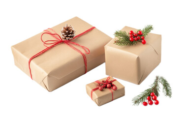 Christmas packaging isolated on white background, png